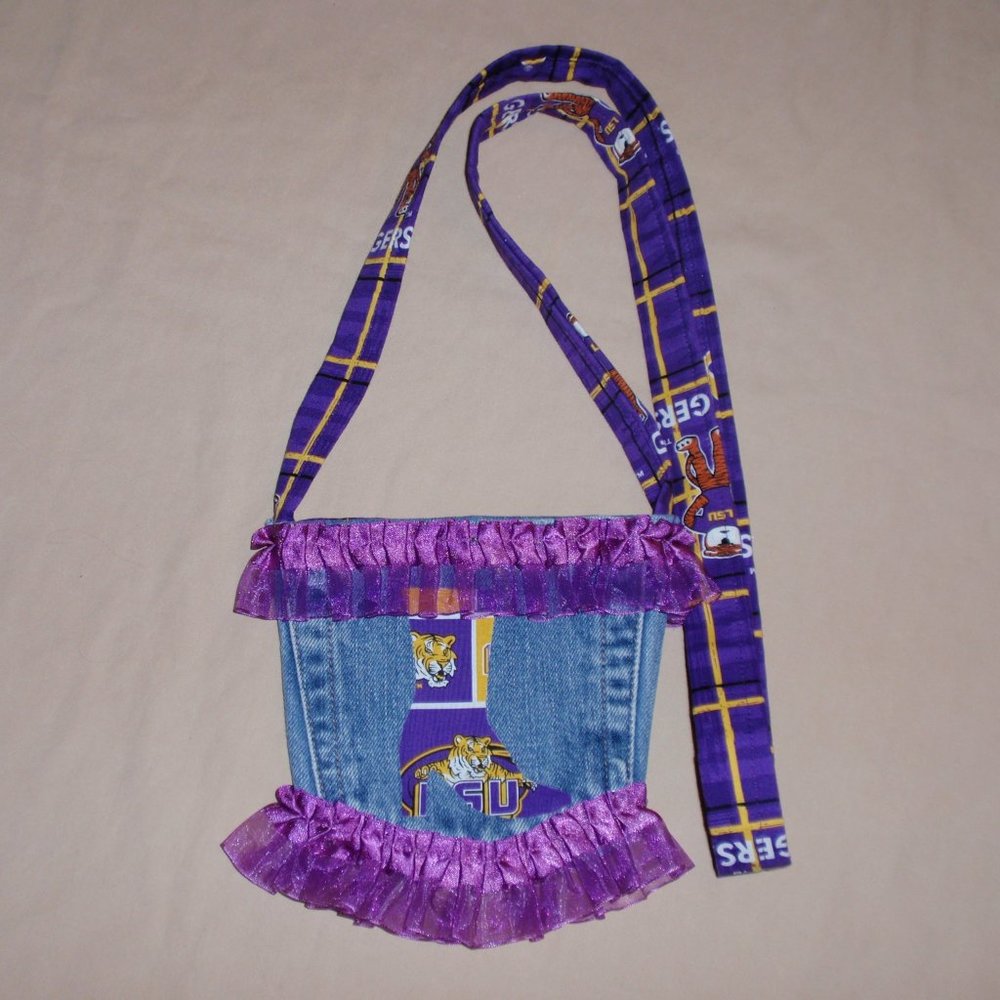 LSU Tigers Louisiana State Handmade Upcycled Crossbody Bag Purse